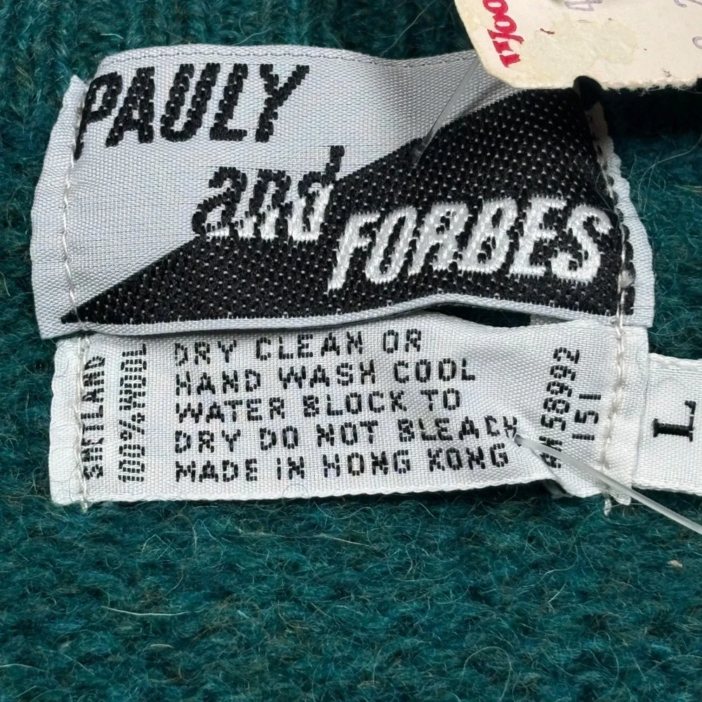 Pauly and Forbes‎ Sweater Mens L Green Argyle 100% Shetland Wool Grandpa NWT